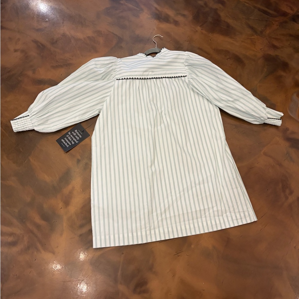Pomander Place Cream Stripe Midi Dress with Black Trim NWT - Picture 3 of 8